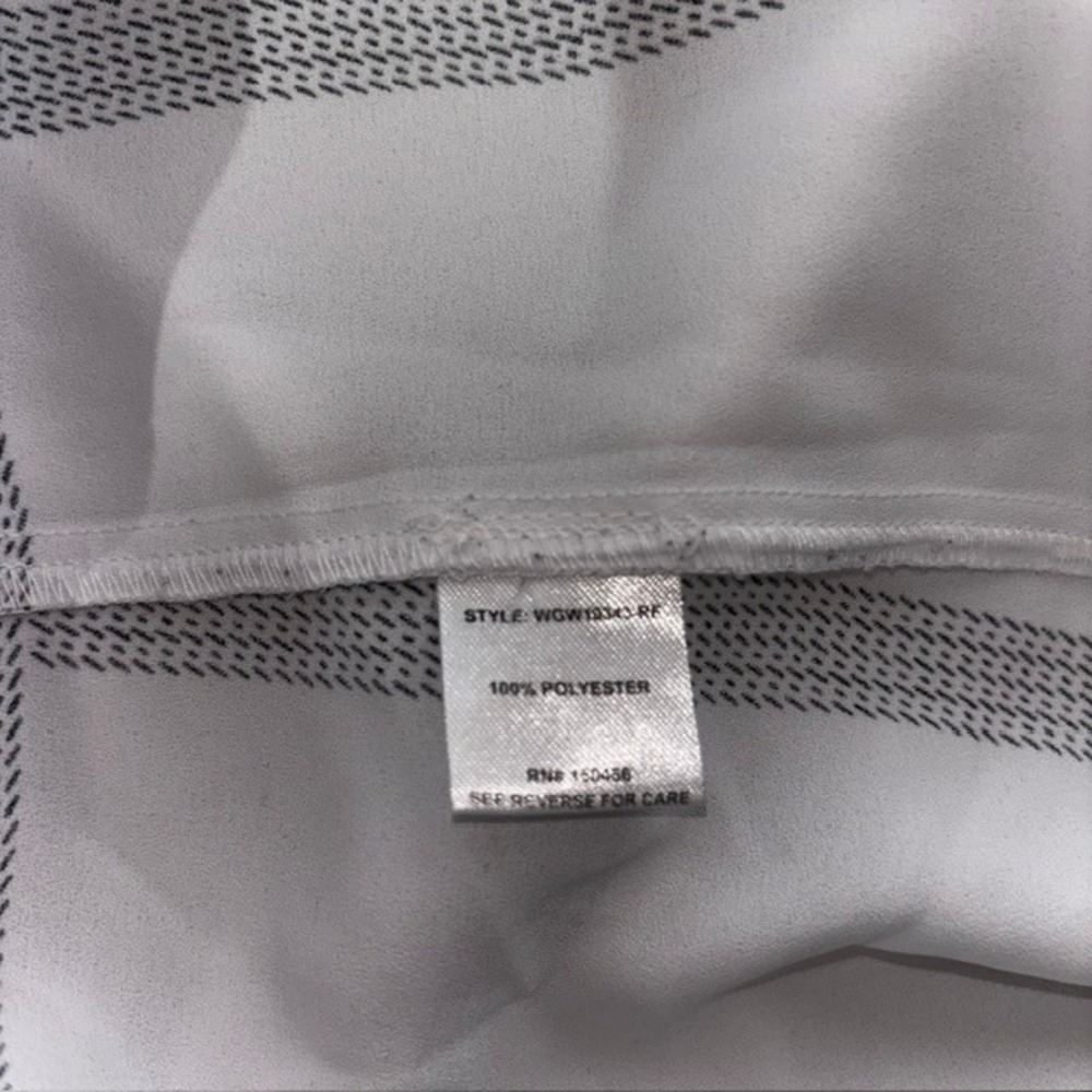 41 Hawthorn Womens White Gray Windowpane Split Neck 3/4 Sleeve Blouse Medium - Picture 7 of 7